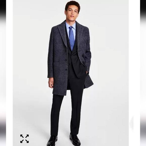 $495 B by Brooks Brothers Men's Plaid Wool Double-Face Overcoat Jacket Size 44L